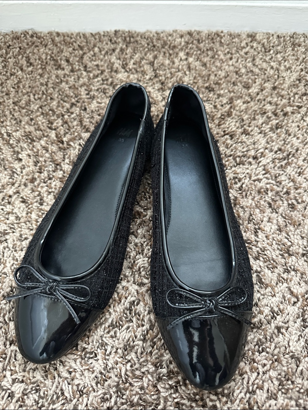 H&M Classic Black Patent-Toe Women's Ballet Flats